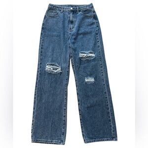 Cider Distressed Wide Leg Jeans